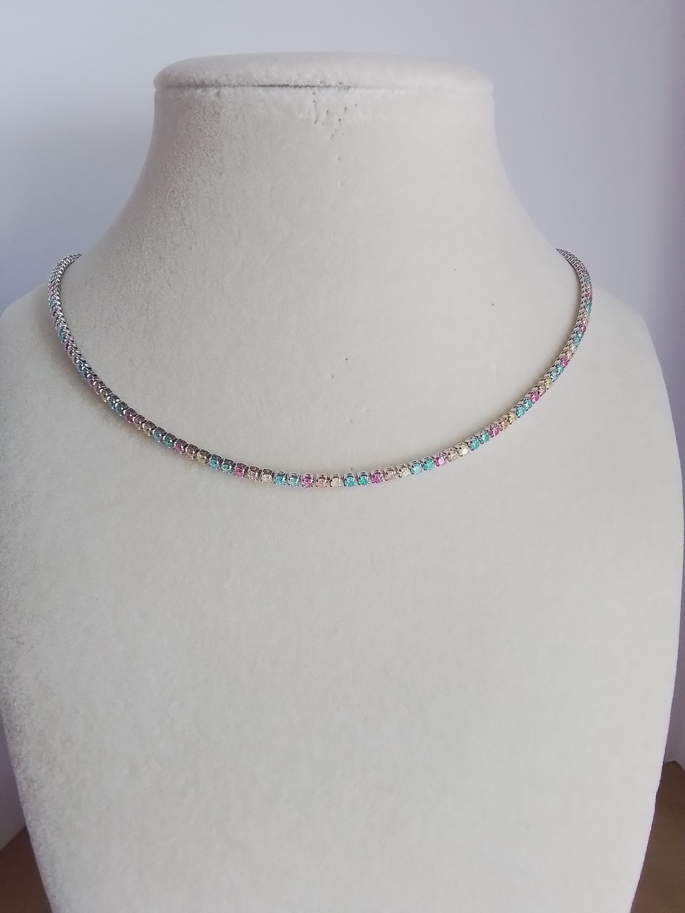 Pretty Bird White Gold Multicolor Galaxy Candy Tennis Necklace